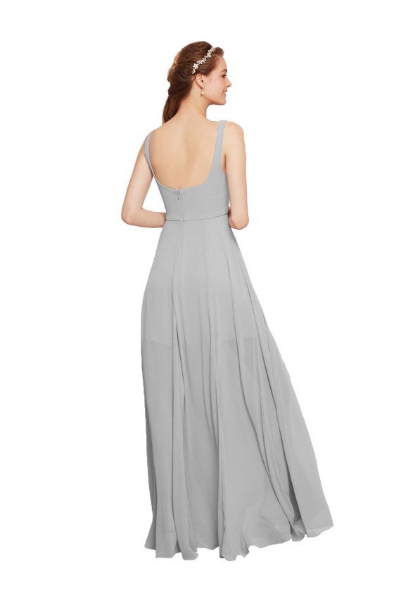 Squre Necked Long Chiffon Bridesmaid Dress with Front Slit Sydney