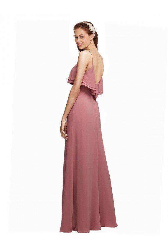 Shop Draped Long Chiffon Bridesmaid Dress with Straps and Layers Sydney