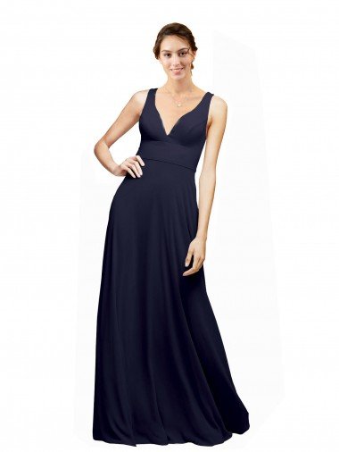 Open Back Long Chiffon Bridesmaid Dress with Plunging V-Neck Bodice Sydney