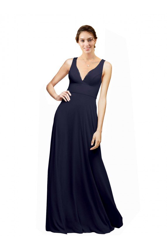 Shop Open Back Long Chiffon Bridesmaid Dress with Plunging V-Neck Bodice Sydney