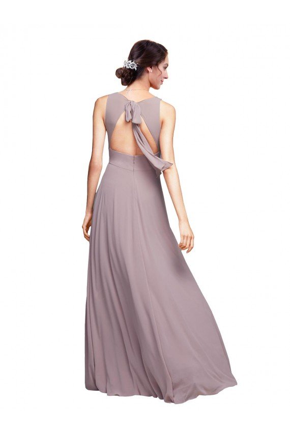 Shop Open Back Long Chiffon Bridesmaid Dress with Plunging V-Neck Bodice Sydney
