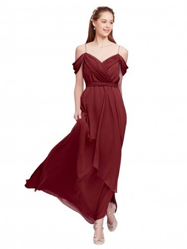 Shop Grecian Inspired Draped Off the Shoulder Long Chiffon Bridesmaid Dress Sydney