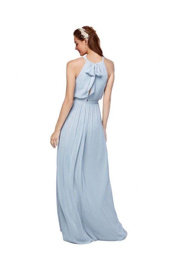 High Keyhole Neck Long Chiffon Bridesmaid Dress with Slit Sydney