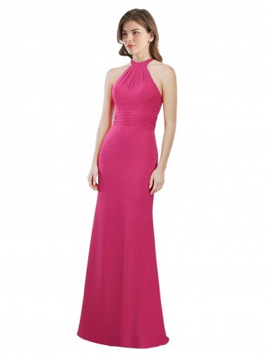 Slim A-Line Long Chiffon Bridesmaid Dress with Strappy Back Sydney