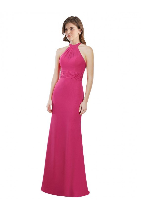 Slim A-Line Long Chiffon Bridesmaid Dress with Strappy Back Sydney