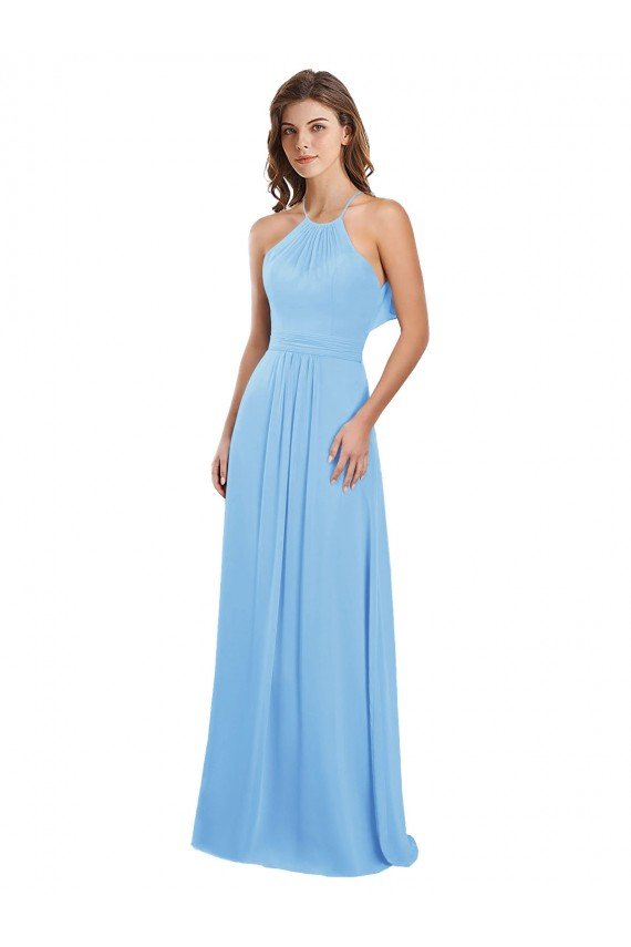 Shop Chiffon A-Line Bridesmaid Dress with Halter Neck and Ruffled Back Straps Sydney
