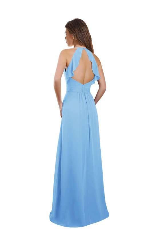 Shop Chiffon A-Line Bridesmaid Dress with Halter Neck and Ruffled Back Straps Sydney