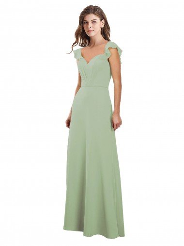 Shop Draped Sweetheart Chiffon Bridesmaid Dress with Ruffled Cap Sleeves Sydney