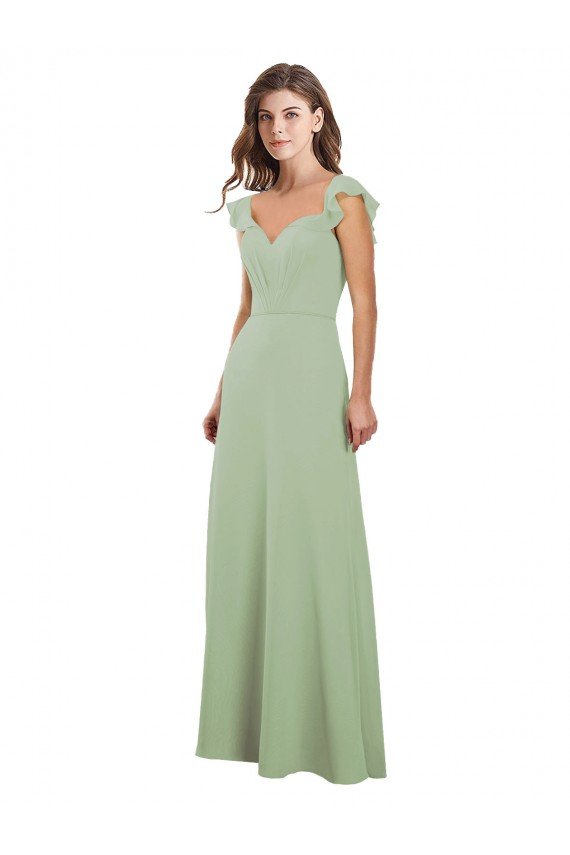 Shop Draped Sweetheart Chiffon Bridesmaid Dress with Ruffled Cap Sleeves Sydney