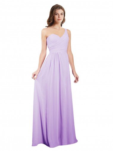Shop Draped One Shoulder A-Line Long Chiffon Bridesmaid Dress Sydney