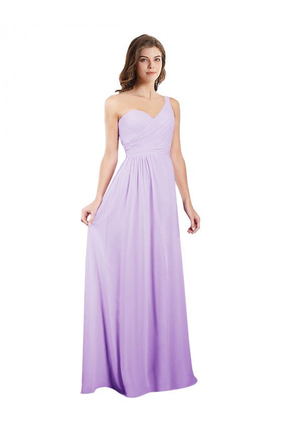 Shop Draped One Shoulder A-Line Long Chiffon Bridesmaid Dress Sydney