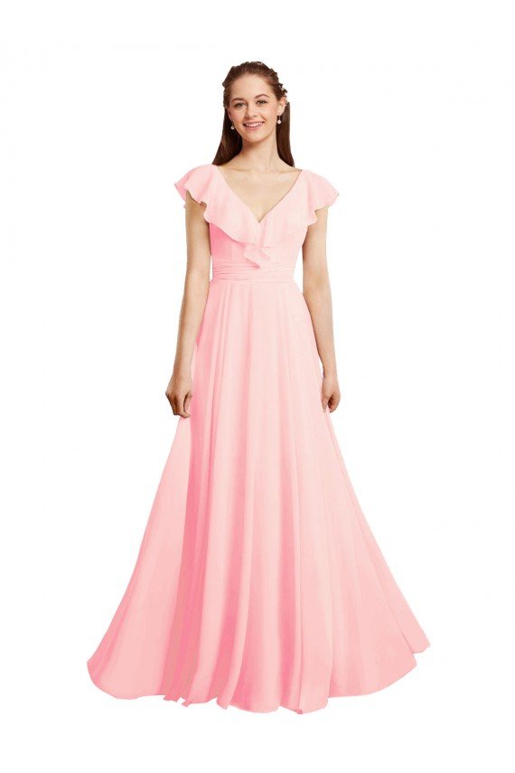 Shop Chiffon A-Line Dress with Full Circle Skirt and Gathered Waistband Sydney