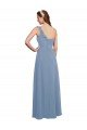 Single Shoulder Strap Long Chiffon Bridesmaid Dress with Cascading Ruffles Sydney