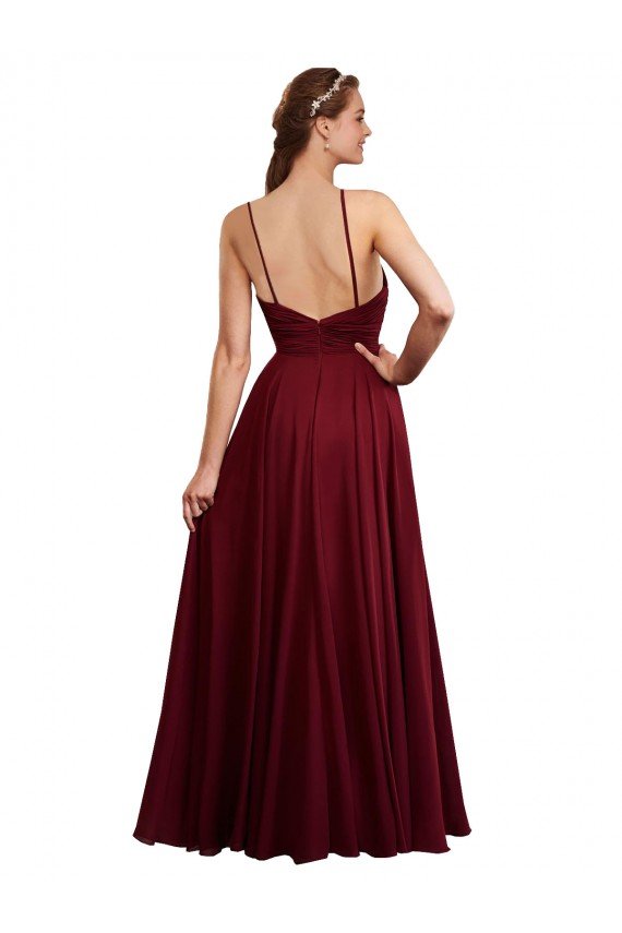 Shop Long A-Line Halter Neck Chiffon Bridesmaid Dress with Draped Bodice Sydney
