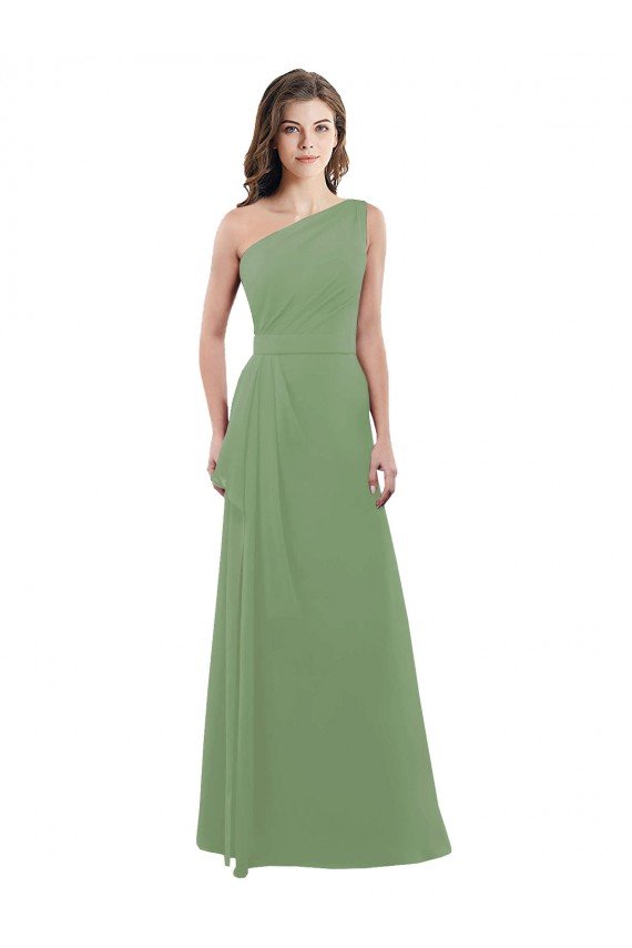 One Shoulder Chiffon Bridesmaid Dress with Pleats and Side Slit Sydney