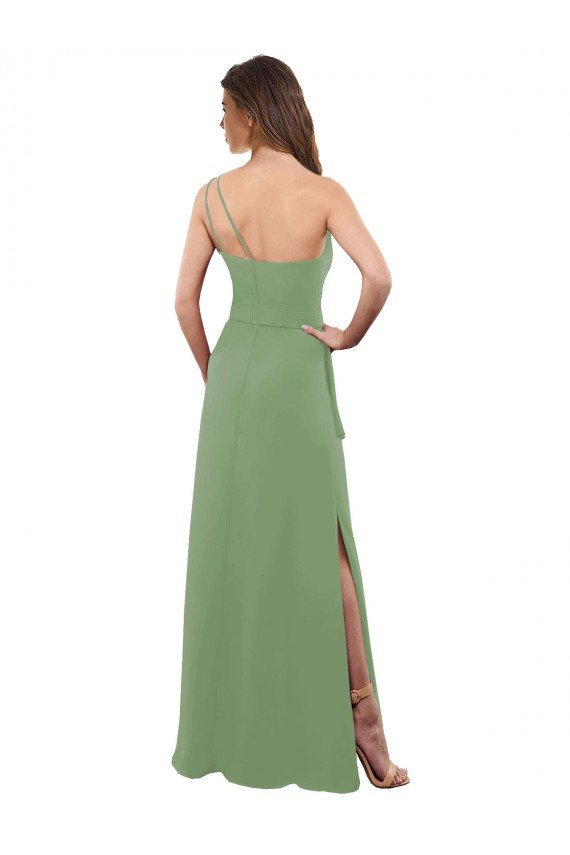 One Shoulder Chiffon Bridesmaid Dress with Pleats and Side Slit Sydney