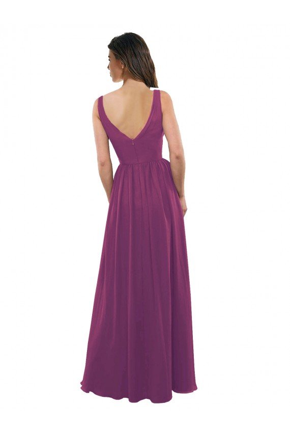 Shop Long Chiffon A-Line Bridesmaid Dress with V-Neck Wrap Bodice Sydney