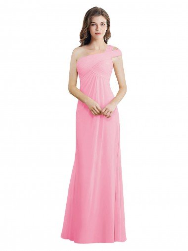 Single Shoulder Chiffon Bridesmaid Dress with Draped Bodice Sydney