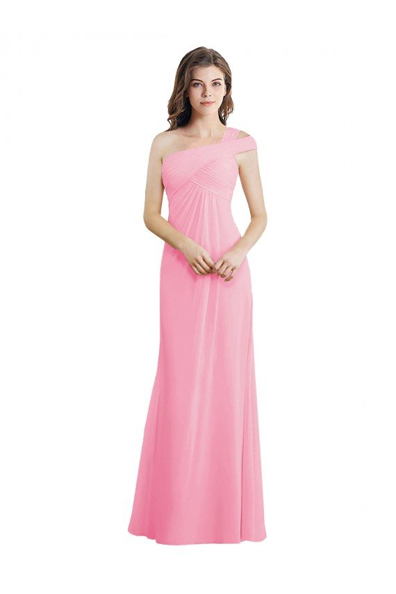 Shop Single Shoulder Chiffon Bridesmaid Dress with Draped Bodice Sydney