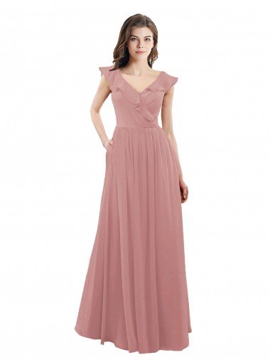 Shop Chiffon A-Line Bridesmaid Dress with V-Neck Wrap Bodice Sydney