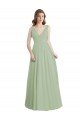 Shop V-Neck A-Line Long Chiffon Bridesmaid Dress with Draped Bodice Sydney