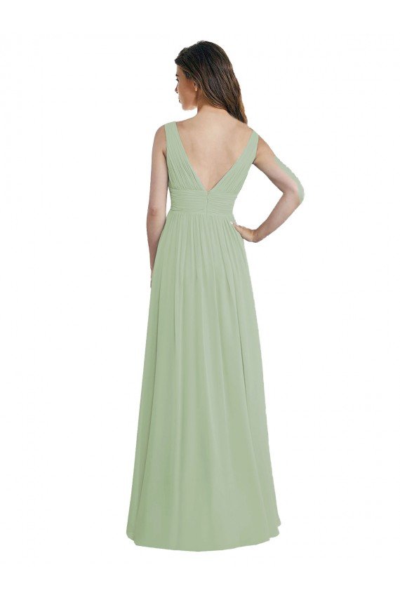 Shop V-Neck A-Line Long Chiffon Bridesmaid Dress with Draped Bodice Sydney