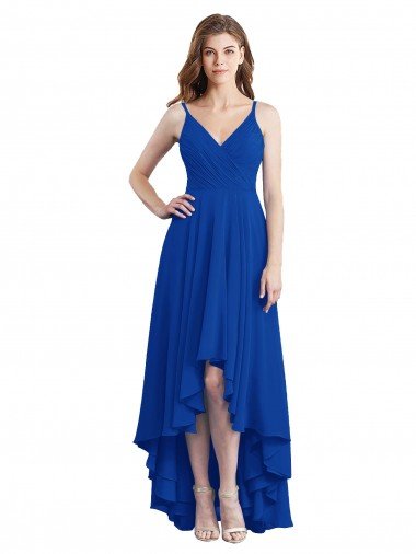 Shop Draped High Low Chiffon Bridesmaid Dress with Cross Over Bodice Sydney