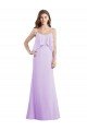 Scoop Neck Long Chiffon Bridesmaid Dress with Cross Over Neckline Flounce Sydney