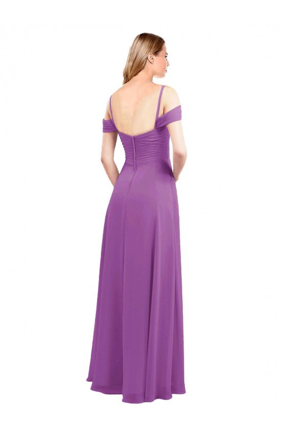 Shop Cold Shoulder Long Chiffon Bridesmaid Dress with Ruching Details Sydney