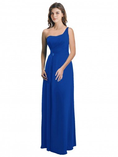 Shop One Shoulder A-Line Chiffon Bridesmaid Dress with Pleated Bodice Sydney