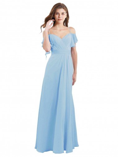 Shop Cold Shoulde Chiffon Bridesmaid Dress with Wrap Bodice Sydney