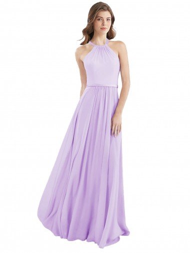 Shop Halter Chiffon A-Line Bridesmaid Dress with Flounce Back Sydney
