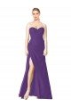 Shop Strapless Chiffon Bridesmaid Dress with Pleated Wrap Bodice and Side Slit Sydney