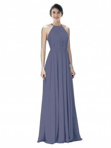 Halter Neck Ruched Bodice Chiffon Bridesmaid Dress Sydney