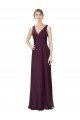 Shop Long Chiffon Bridesmaid Dress with Ruched Criss Cross V-Neck Bodice Sydney