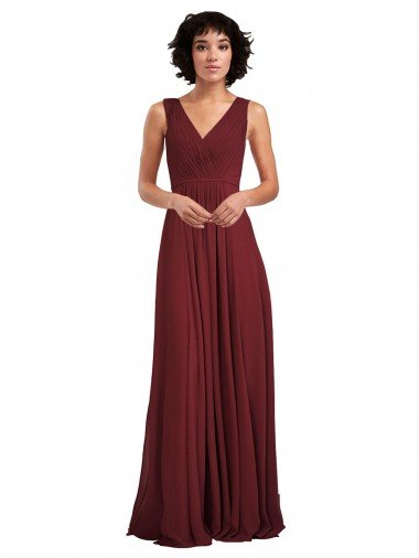 Shop Sleeveless V-Neck Pleated Chiffon Bridesmaid Dress Sydney