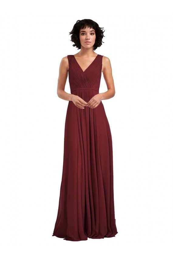 Shop Sleeveless V-Neck Pleated Chiffon Bridesmaid Dress Sydney