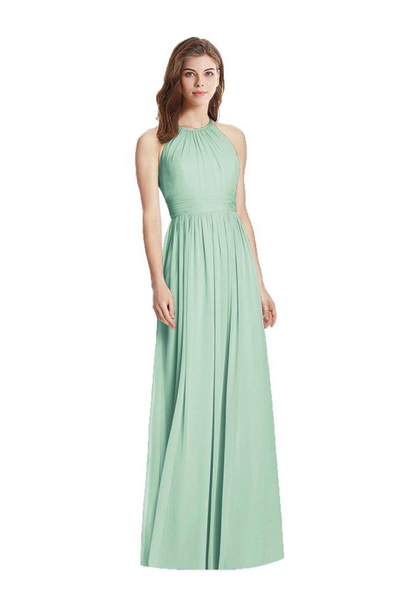 Cutout Open Back Shirred Halter Maxi Bridesmaid Dress Sydney