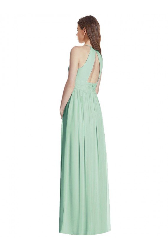 Cutout Open Back Shirred Halter Maxi Bridesmaid Dress Sydney