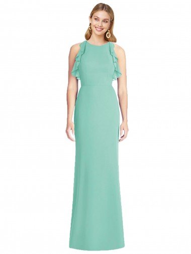 Jewel Neck Mermaid Open Back Chiffon Bridesmaid Dress Sydney