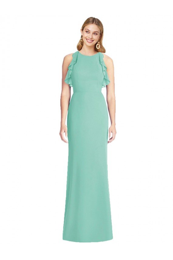 Jewel Neck Mermaid Open Back Chiffon Bridesmaid Dress Sydney