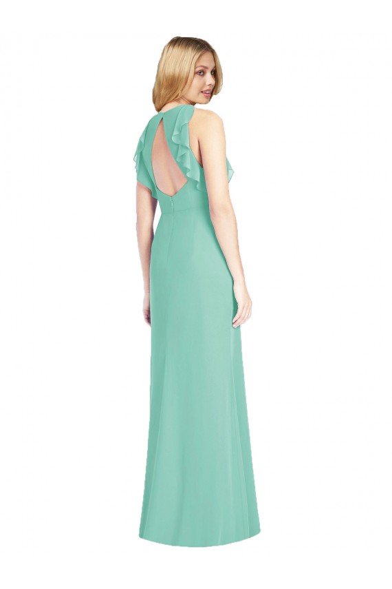 Jewel Neck Mermaid Open Back Chiffon Bridesmaid Dress Sydney