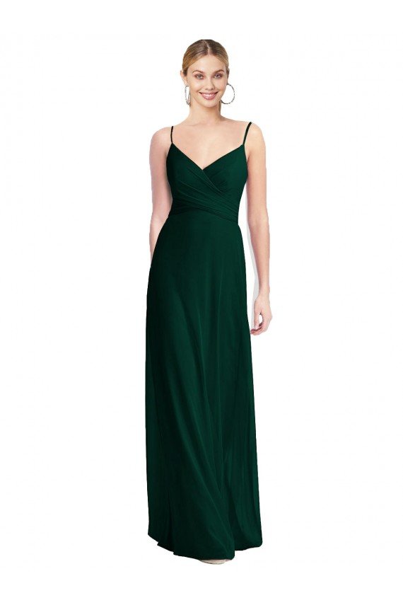 Shop Wide V-Neck Long Spaghetti Strap Chiffon Bridesmaid Dress Sydney