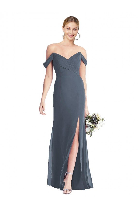 Off the Shoulder Criss Cross Bodice Trumpet Chiffon Bridesmaid Dress Sydney