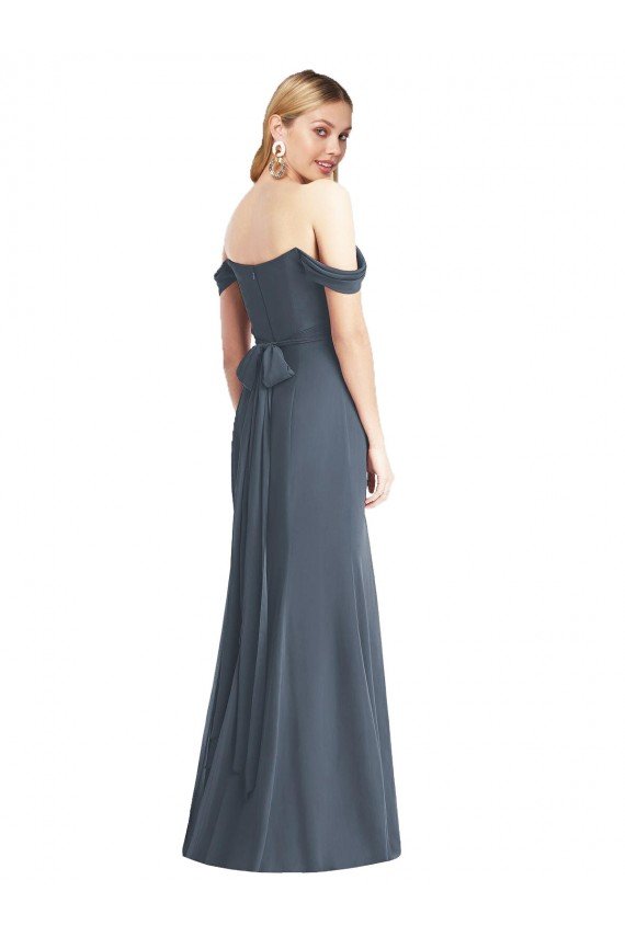 Off the Shoulder Criss Cross Bodice Trumpet Chiffon Bridesmaid Dress Sydney