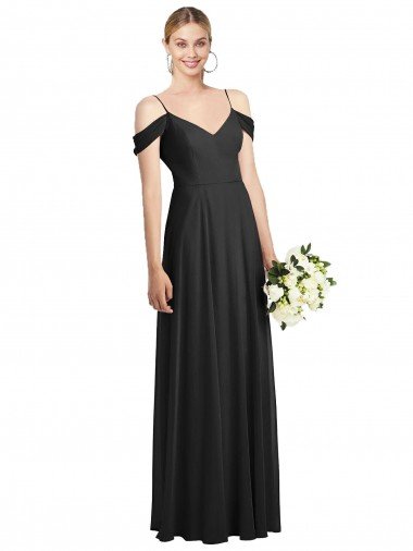 Shop Cold-Shoulder V-Back Chiffon Maxi Bridesmaid Dress Sydney