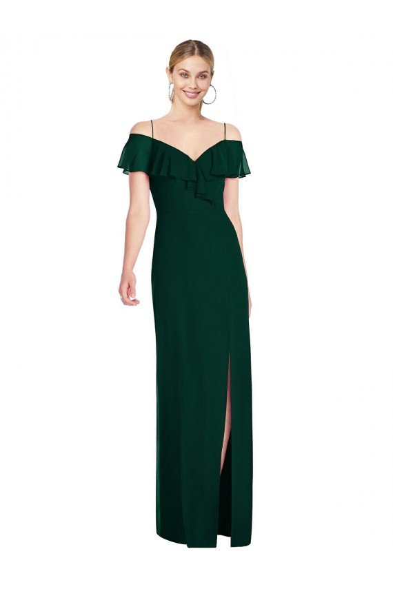 Shop Ruffled Cold-Shoulder Maxi Chiffon Bridesmaid Dress Sydney