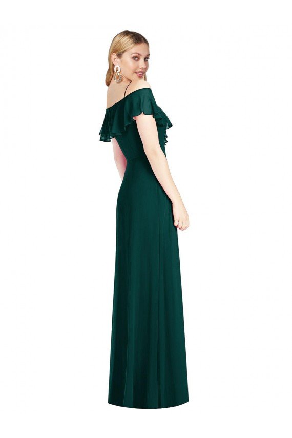 Shop Ruffled Cold-Shoulder Maxi Chiffon Bridesmaid Dress Sydney