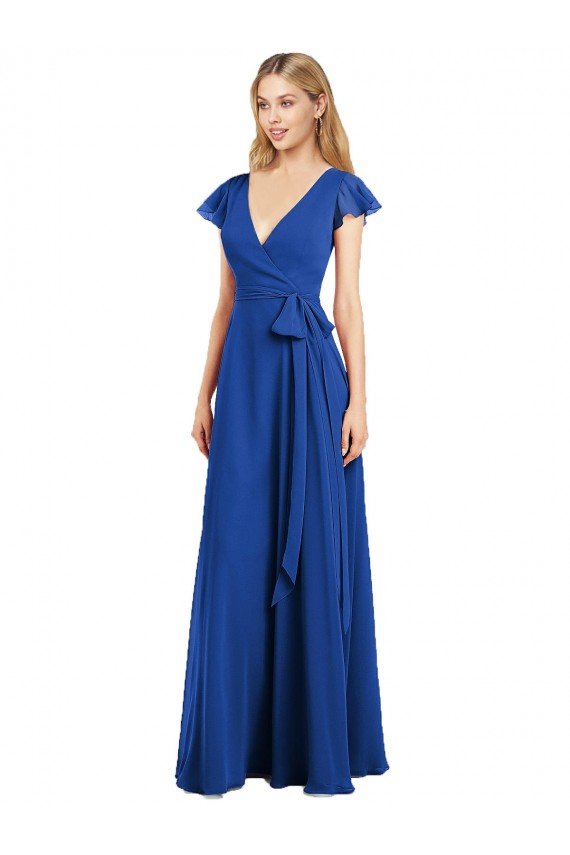 Shop Flutter Sleeves Faux Wrap Chiffon Bridesmaid Dress Sydney