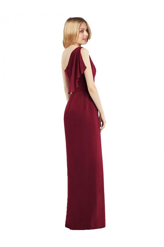 Shop One Shoulder Chiffon Bridesmaid Dress with Draped Front Slit Sydney